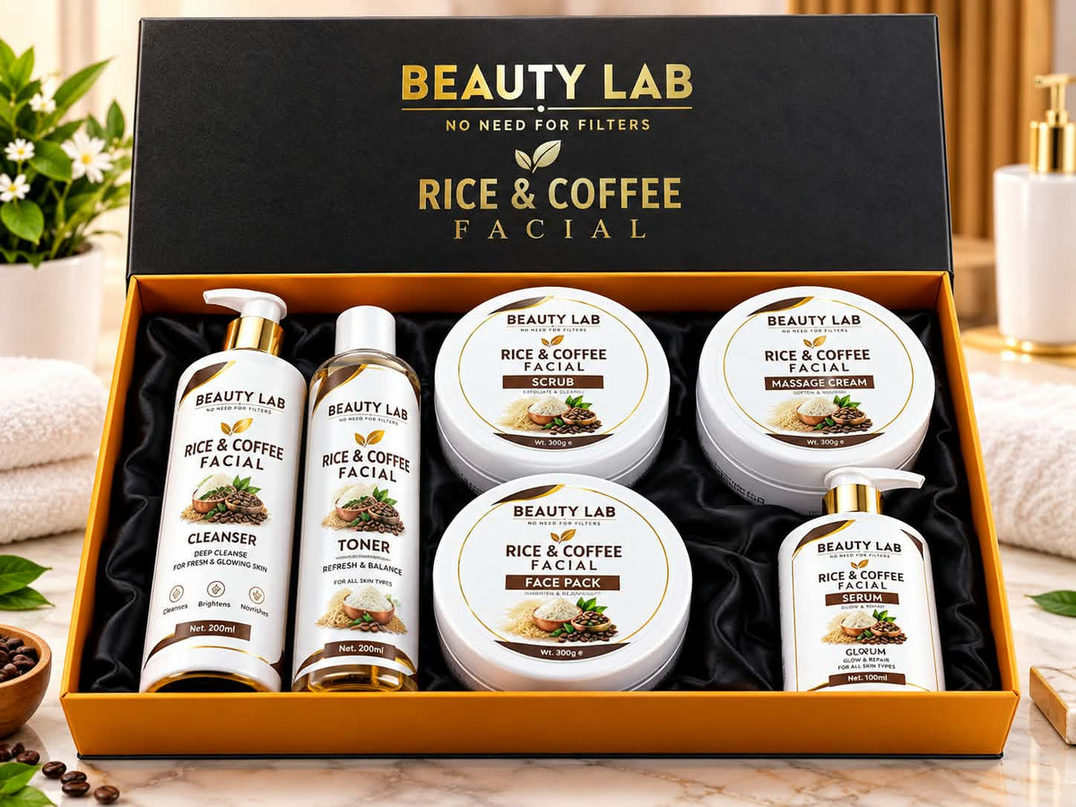Beauty Lab Rice & Coffee Facial Kit | 6-Piece Glow Set