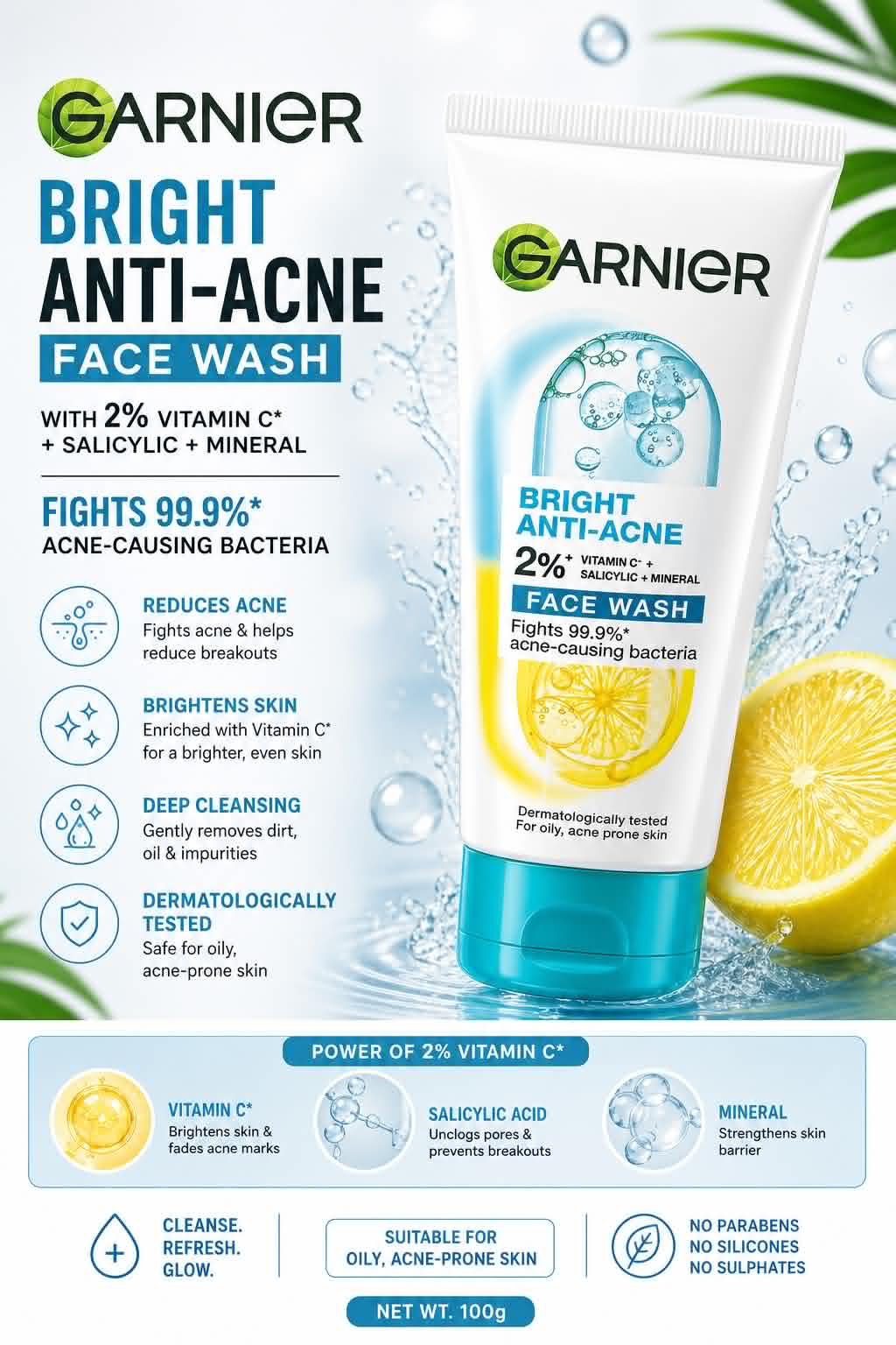 Garnier Bright Anti Acne Face Wash