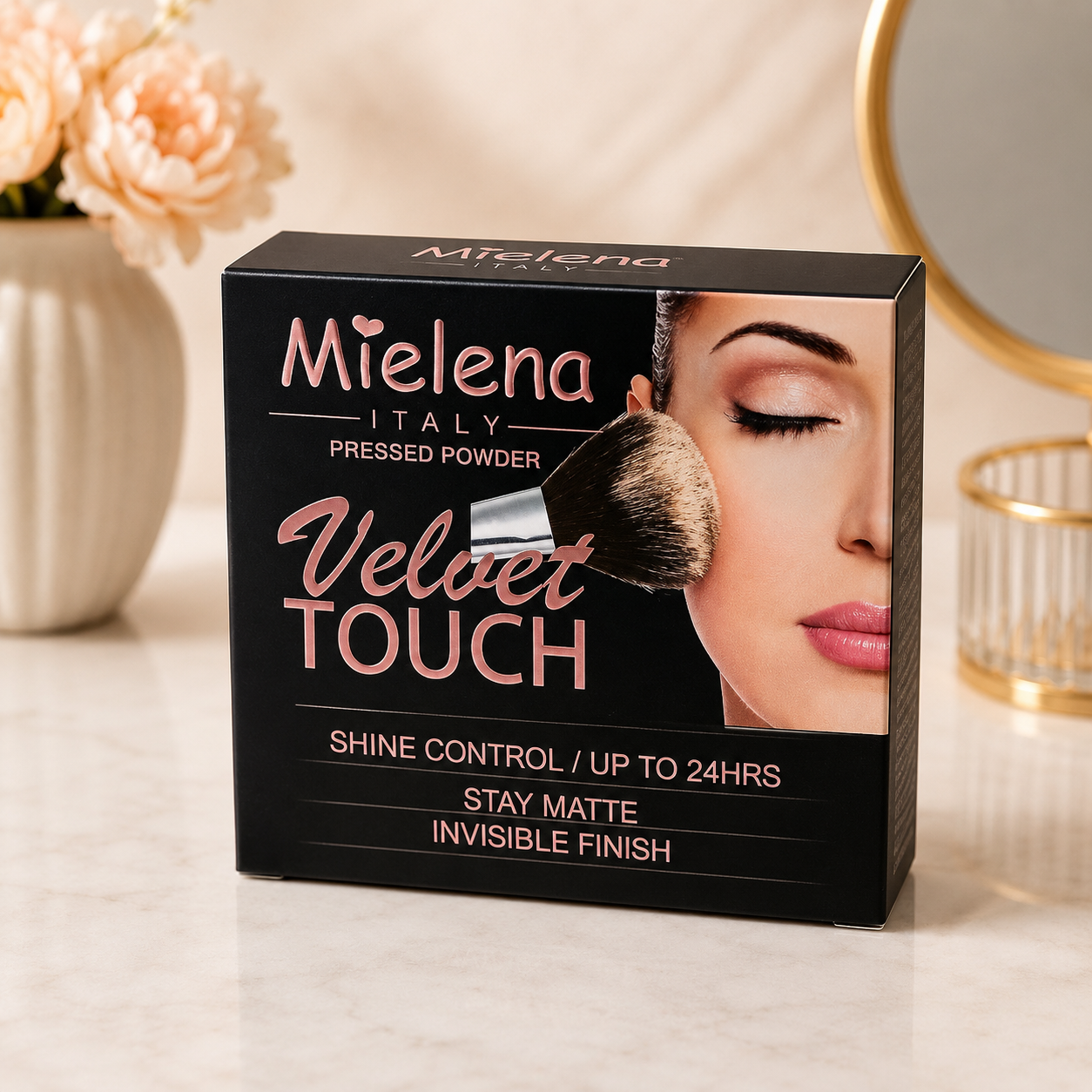 Mielena Italy Velvet Touch Pressed Powder | 24HR Shine Control, Stay Matte