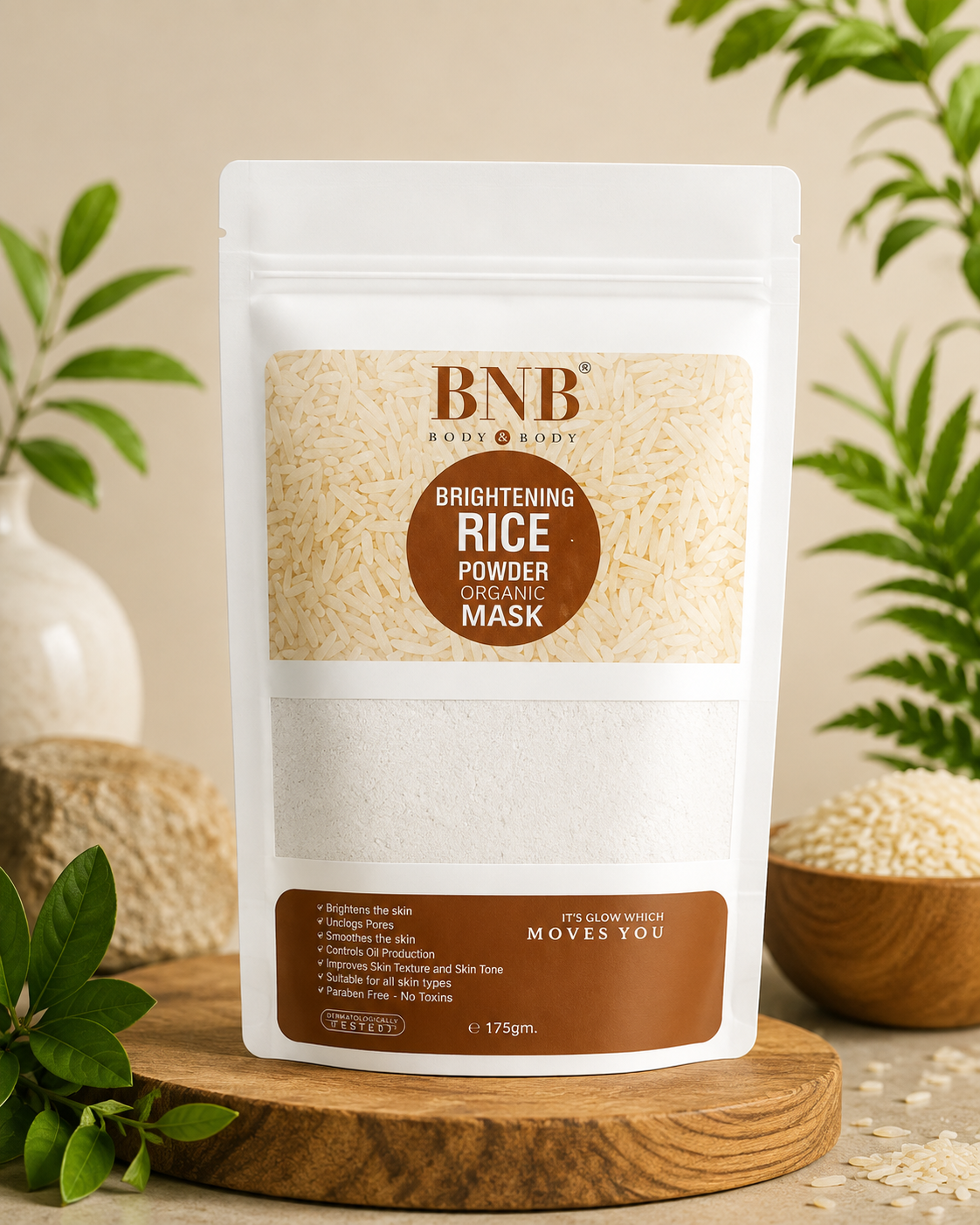 BNB Brightening Rice Powder Organic Face Mask – Natural Skin Whitening & Anti-Aging Powder | 120g