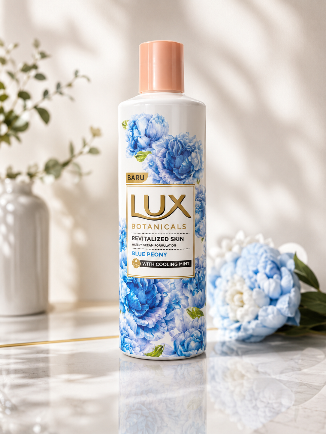 Lux Botanicals Blue Peony Body Wash with Cooling Mint | Revitalized Skin