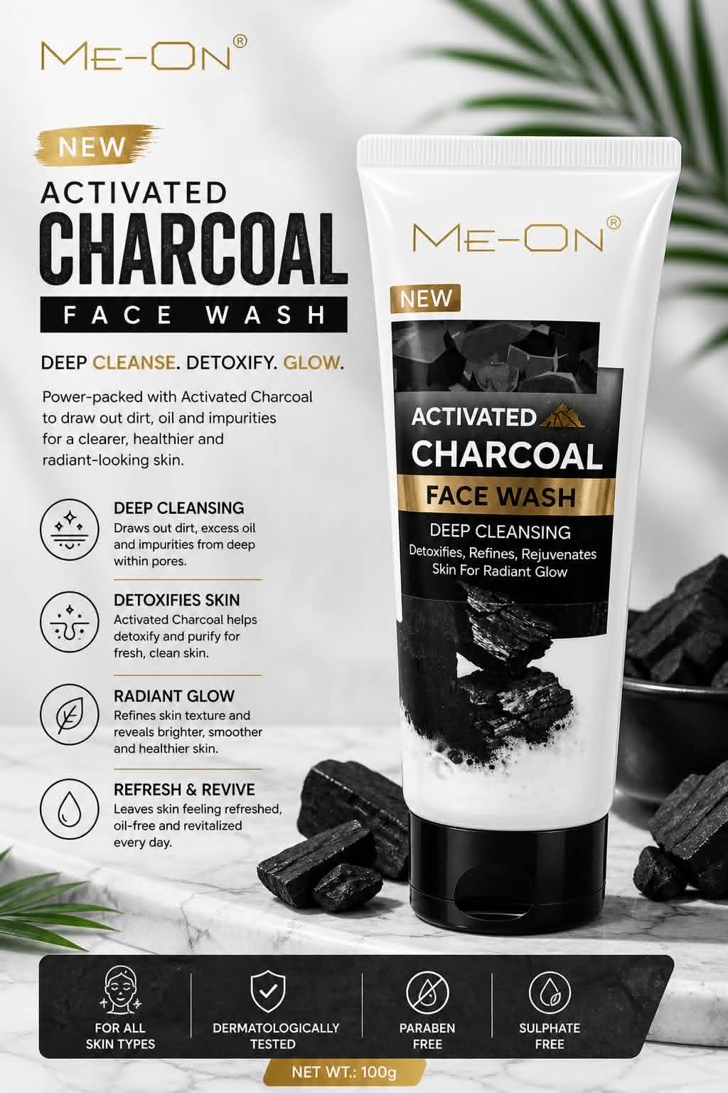 ME-ON Activated Charcoal Face Wash