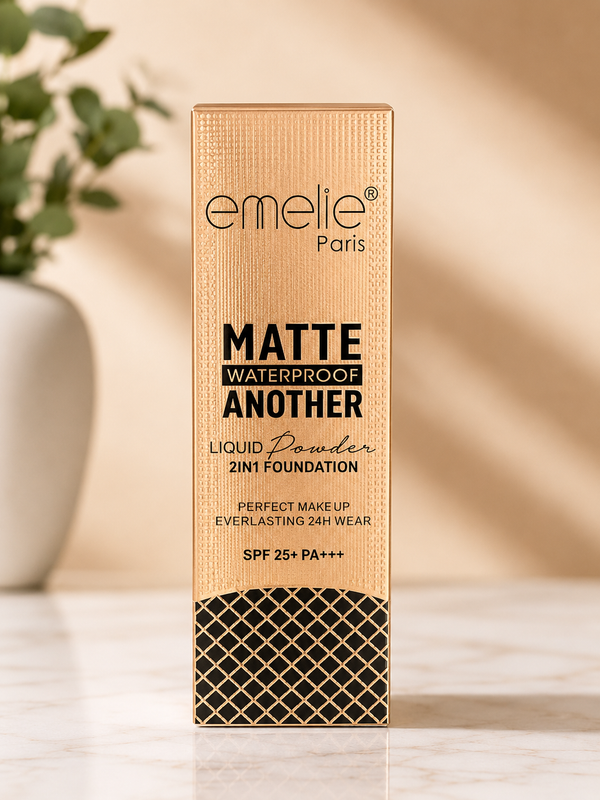 Emelie Paris Matte Another 2-in-1 Liquid Powder Foundation – Waterproof, 24H Wear, SPF 25+ PA+++ | Full Coverage Matte Finish