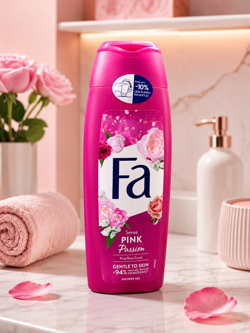 FA Experience Sport Shower Gel | 6 Scents — Pink Rose, Vanilla Honey, Green Citrus, Coconut Water, White Peach, Golden Iris | 94% Natural Ingredients | Eco-Friendly Pack