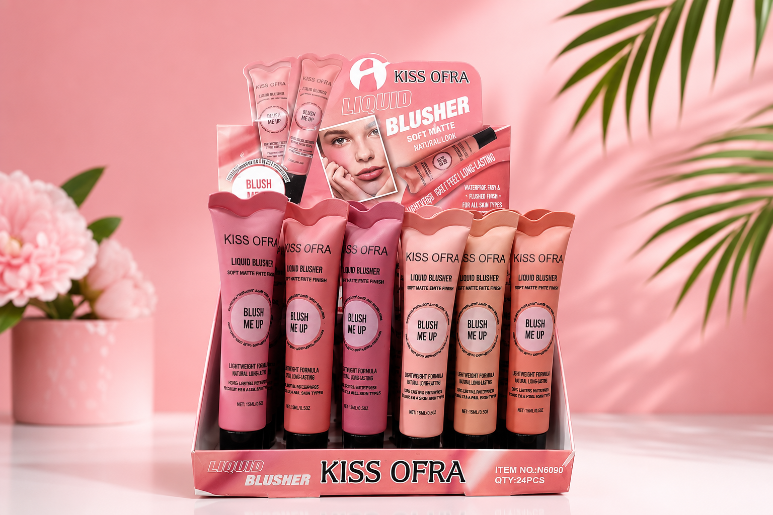 Kiss Ofra Liquid Blusher "Blush Me Up" – Ultra Pigmented Cream Blush for a Natural Flush